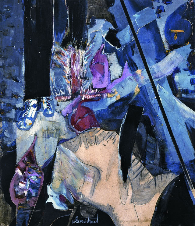 Joe Overstreet, Strange Fruit. c. 1965.  Oil on linen, 46