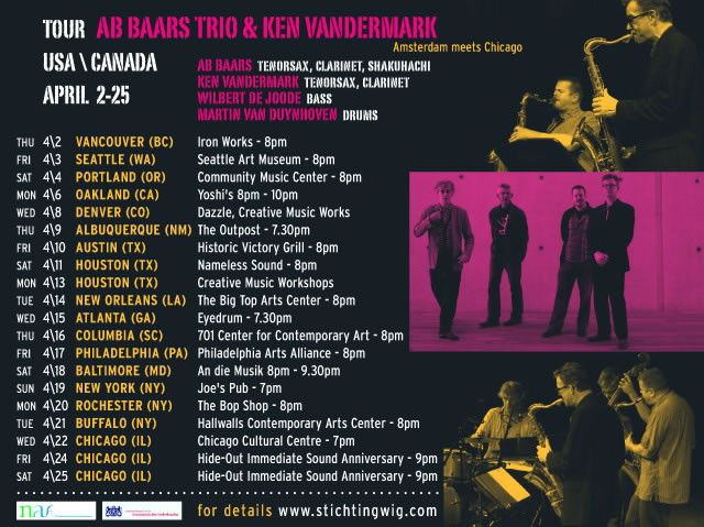 Ab Baars Trio and Ken Vandermark US/Canadian Tour